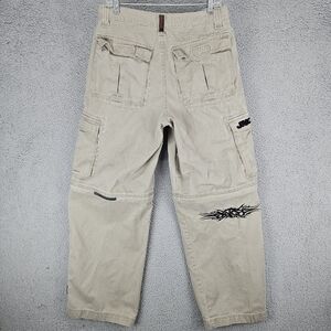 Jnco Extremes Army Twill Khaki Cargo Zip Off Jeans Pants 34x32 Baggy Wide Leg